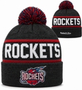 Houston Rockets Mitchell & Ness NBA Reload 2.0 Gray Cuffed Pom Knit Hat product image 1, provided for visual reference and