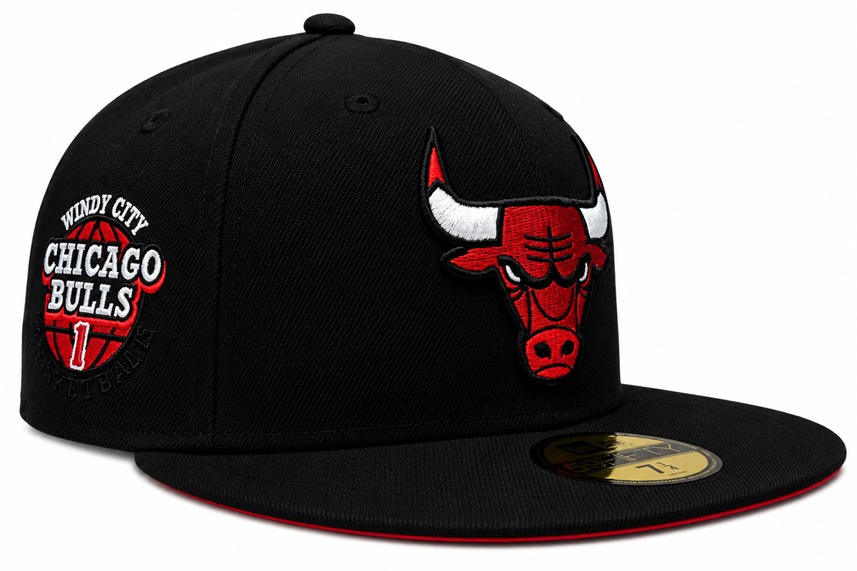 Chicago Bulls Black/Red 6X Champions 59FIFTY Fitted Hat for Men product image 1, provided for visual reference and product