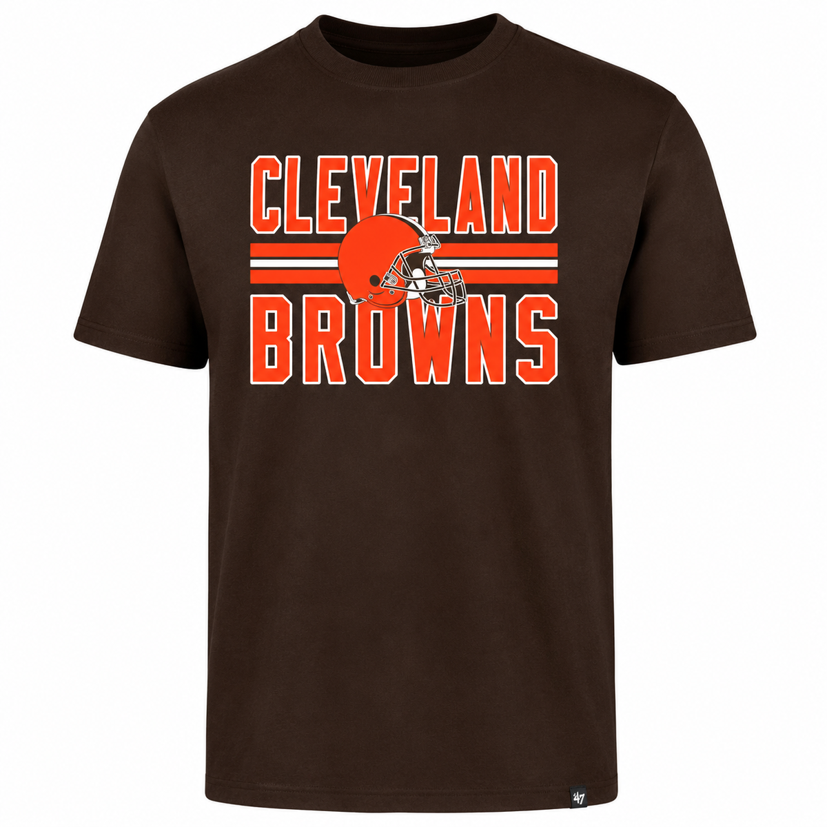 Cleveland Browns '47 Brand Block Stripe Brown Club T-Shirt for Men product image 1, provided for visual reference and