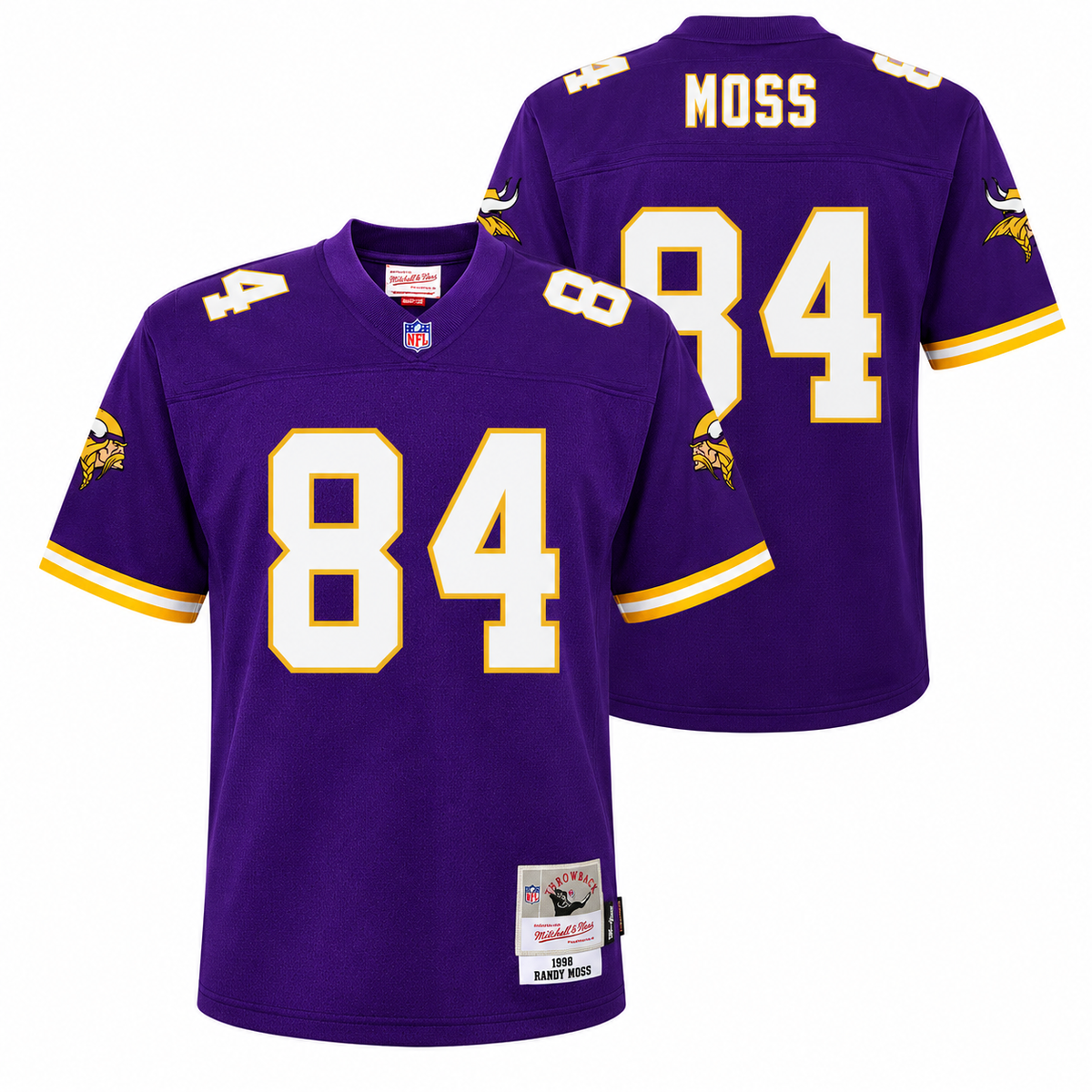 Youth Minnesota Vikings Randy Moss Mitchell & Ness Purple Retired Player Vintage Replica Jersey product image 1, provided