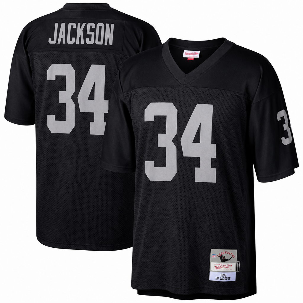 Mens Las Vegas Raiders Bo Jackson Mitchell & Ness Black 1988 Retired Player Legacy Replica Jersey product image 1, provided