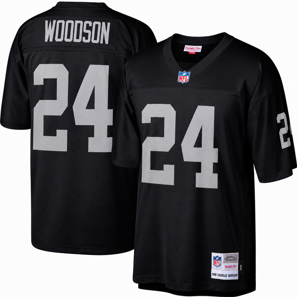 Oakland Raiders Charles Woodson Mitchell & Ness Black 1998 Home Legacy Jersey for Men product image 1, provided for visual