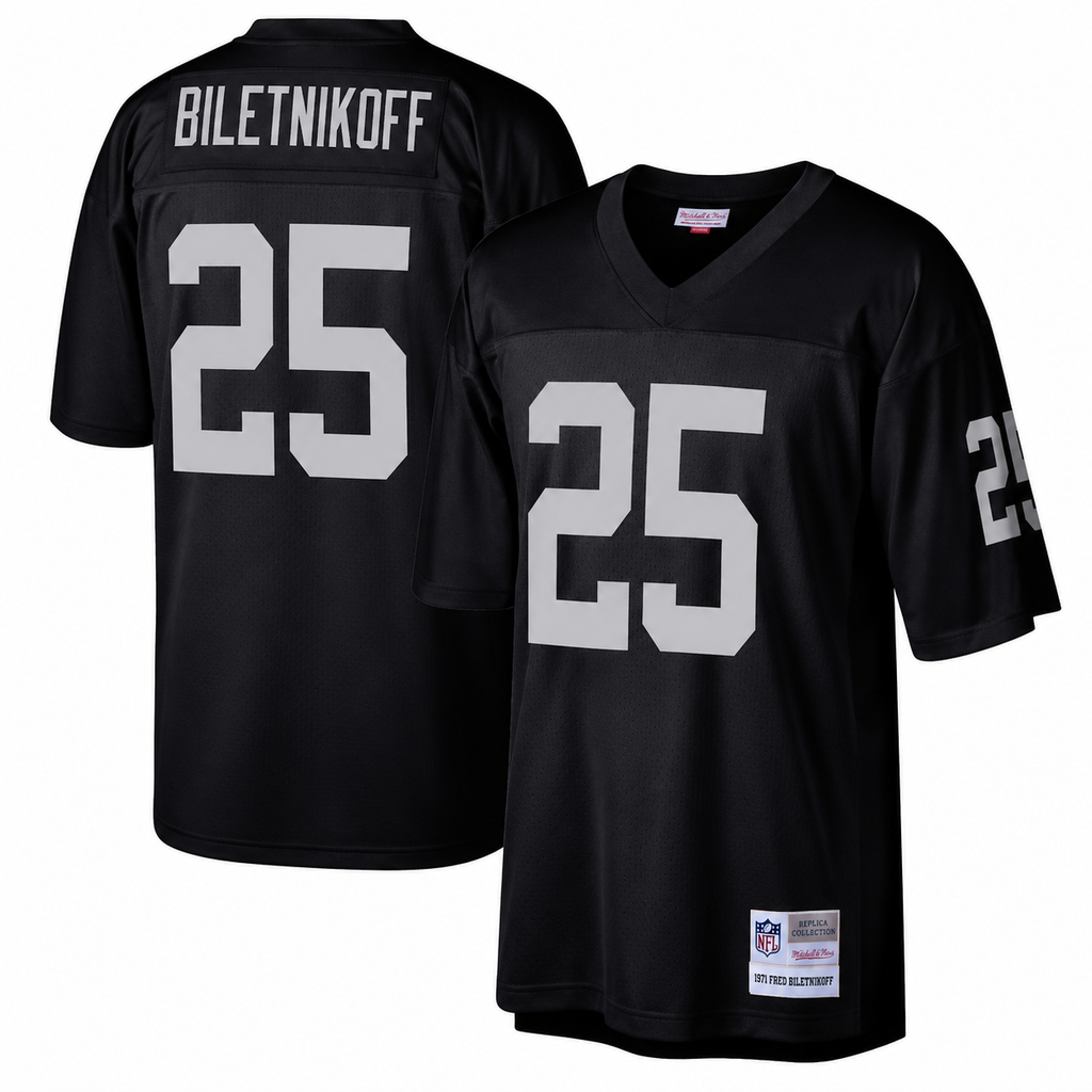 Mitchell & Ness Fred Biletnikoff Las Vegas Raiders Black Retired Player Legacy Replica Jersey product image 1, provided for