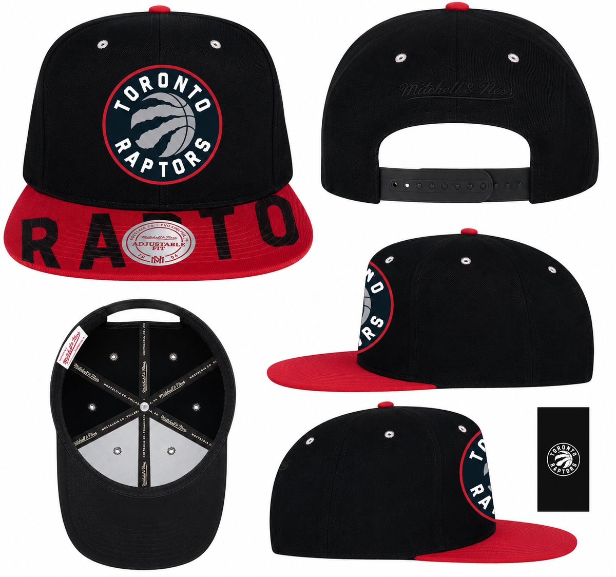 Mitchell & Ness Black/Red Toronto Raptors Hardwood Classics Snapshot Adjustable Snapback Hat for Men product image 4,