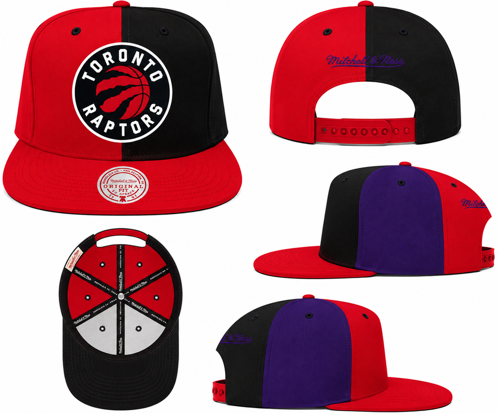 Toronto Raptors Mitchell & Ness NBA Pinwheel Snapback Hat-Current Logo for Men product image 7, provided for visual