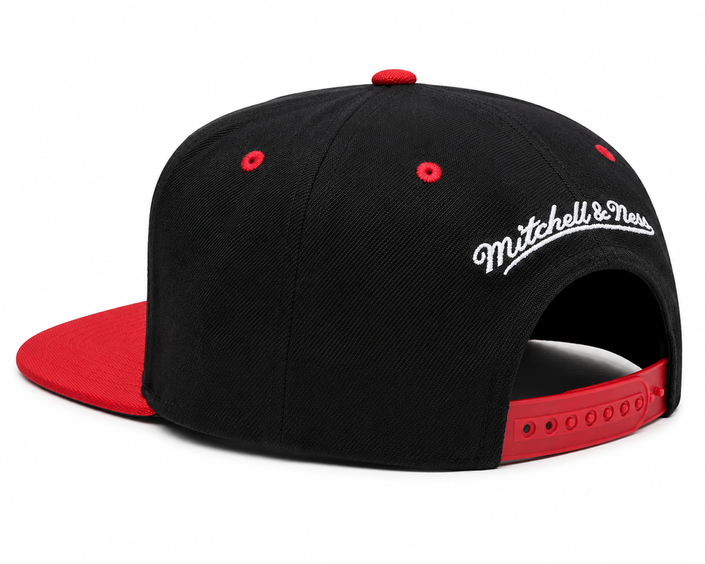 Toronto Raptors Black and Red Billboard Script Mitchell & Ness Snapback Hat product image 2, provided for visual reference