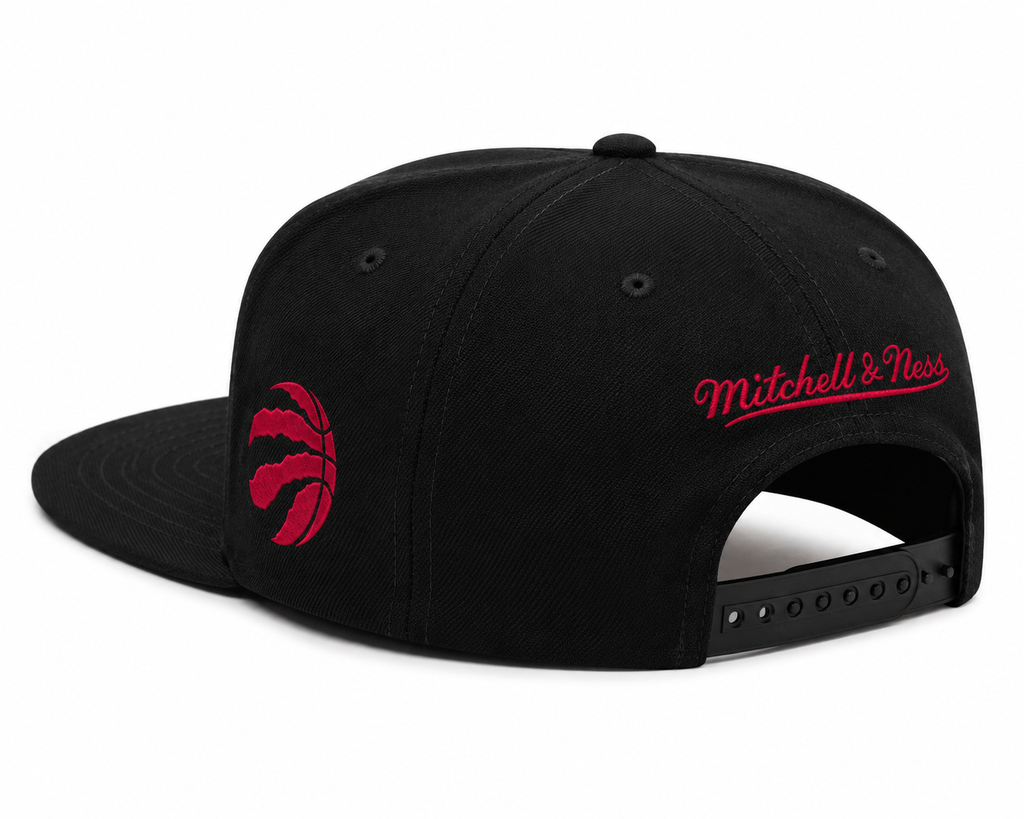 Mens NBA Toronto Raptors Black Foundation Script Snapback Hat By Mitchell And Ness product image 2, provided for visual