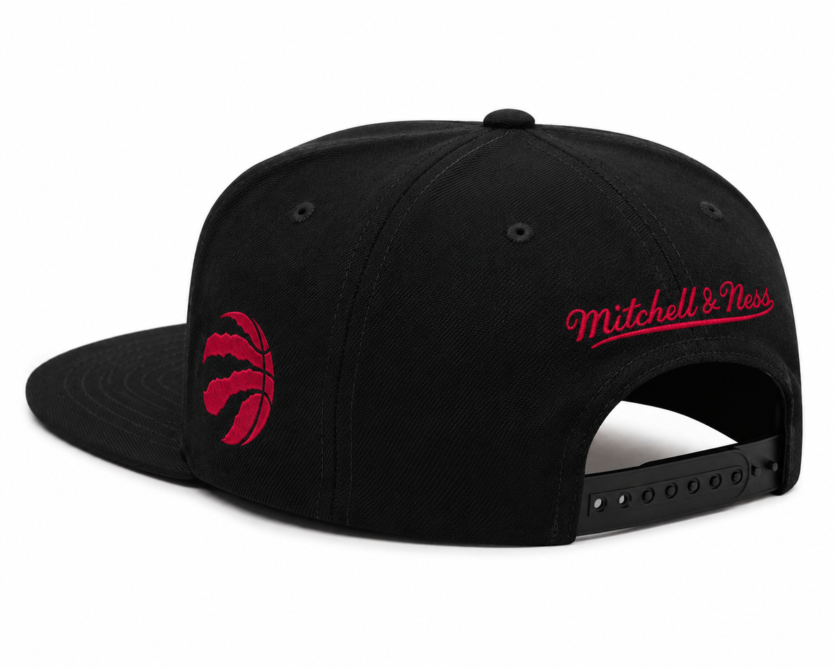 Mens NBA Toronto Raptors Black Foundation Script Snapback Hat By Mitchell And Ness product image 2, provided for visual