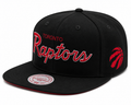 Mens NBA Toronto Raptors Black Foundation Script Snapback Hat By Mitchell And Ness product image 1, provided for visual