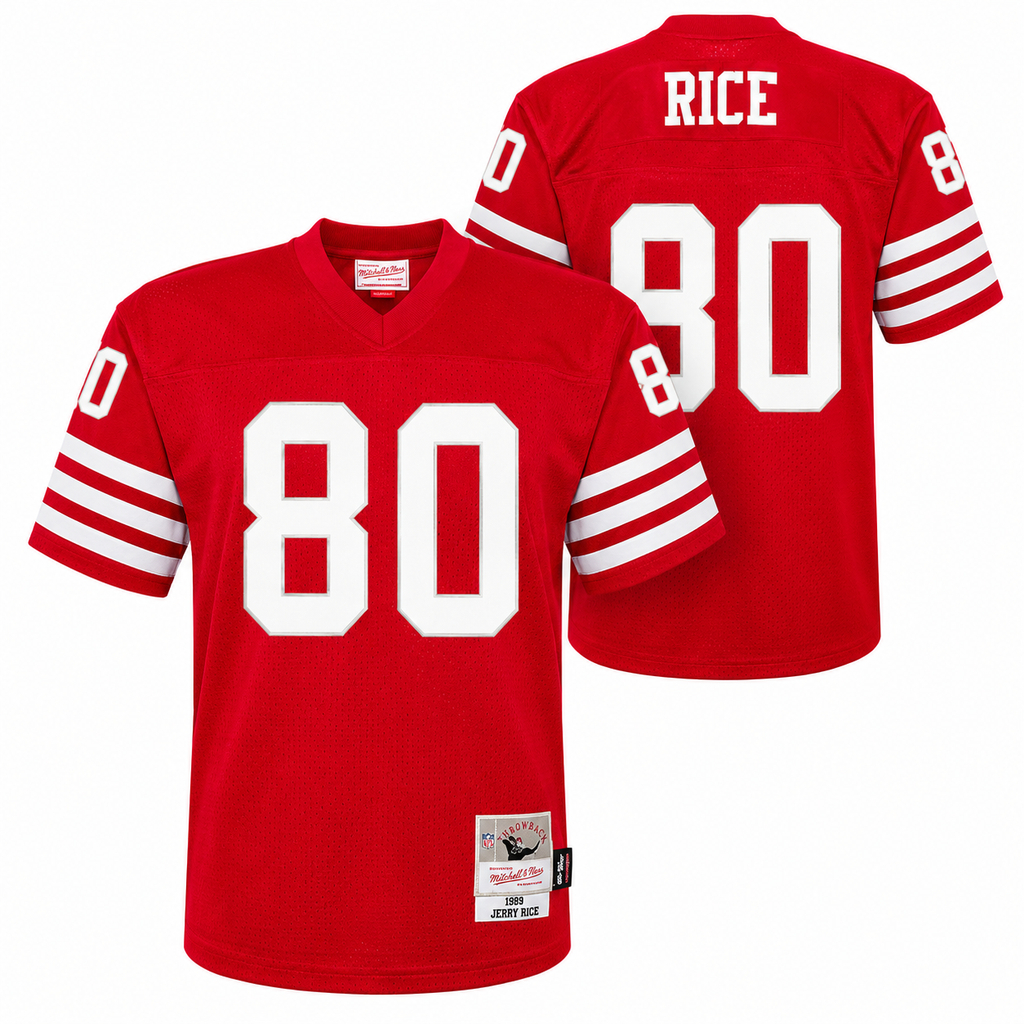 Youth San Francisco 49ers Jerry Rice Mitchell & Ness Scarlet Retired Player Vintage Replica Jersey product image 1, provided