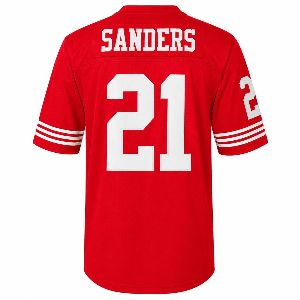 San Francisco 49ers Deion Sanders Mitchell & Ness Scarlet Retired Player Vintage Replica Jersey for Men product image 2,