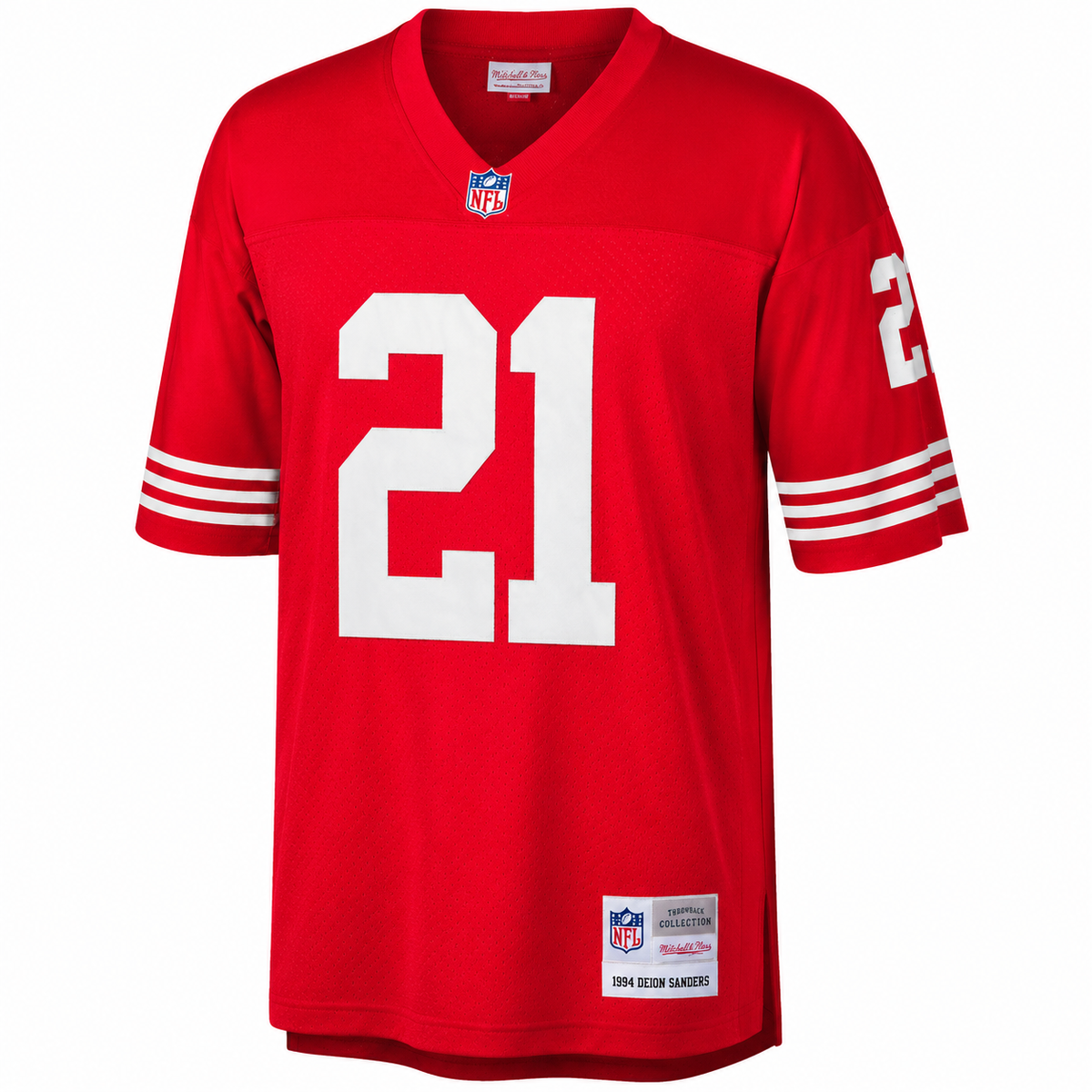 San Francisco 49ers Deion Sanders Mitchell & Ness Scarlet Retired Player Vintage Replica Jersey for Men product image 3,