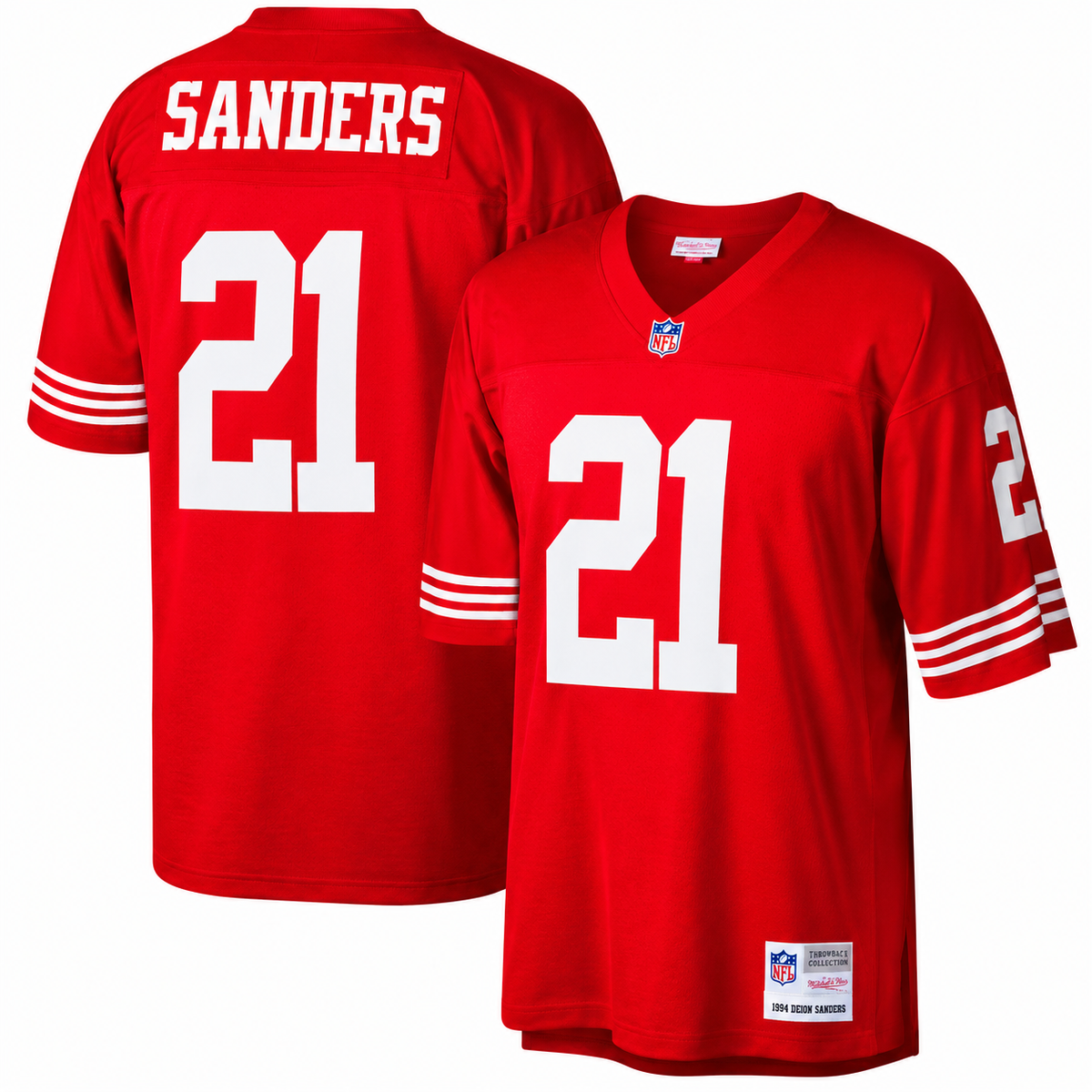 San Francisco 49ers Deion Sanders Mitchell & Ness Scarlet Retired Player Vintage Replica Jersey for Men product image 1,