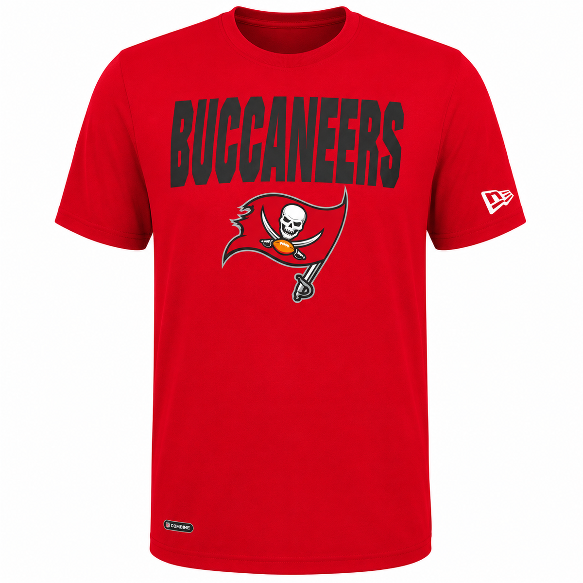 New Era Red Tampa Bay Buccaneers Combine 50 Yard Line Short Sleeve T-Shirt for Men product image 1, provided for visual