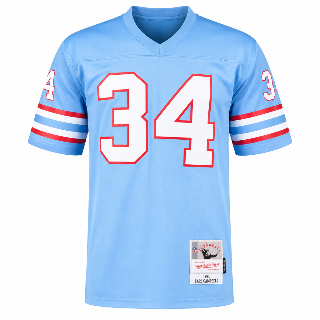 Houston Oilers Earl Campbell Mitchell & Ness Light Blue Legacy Replica Jersey for Men product image 3, provided for visual