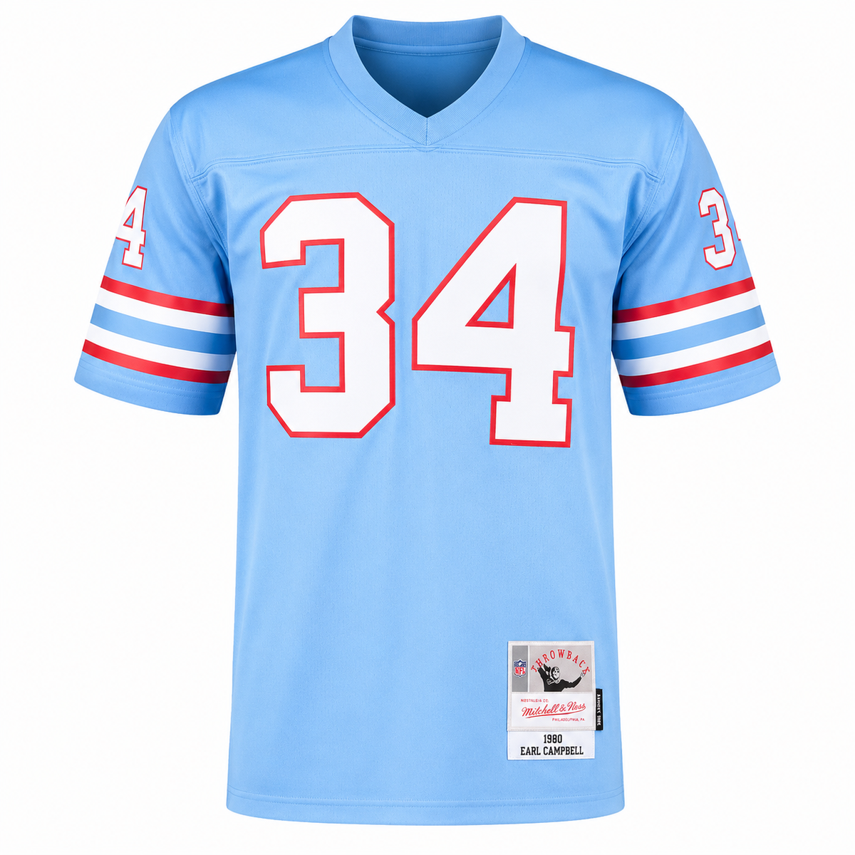 Houston Oilers Earl Campbell Mitchell & Ness Light Blue Legacy Replica Jersey for Men product image 3, provided for visual