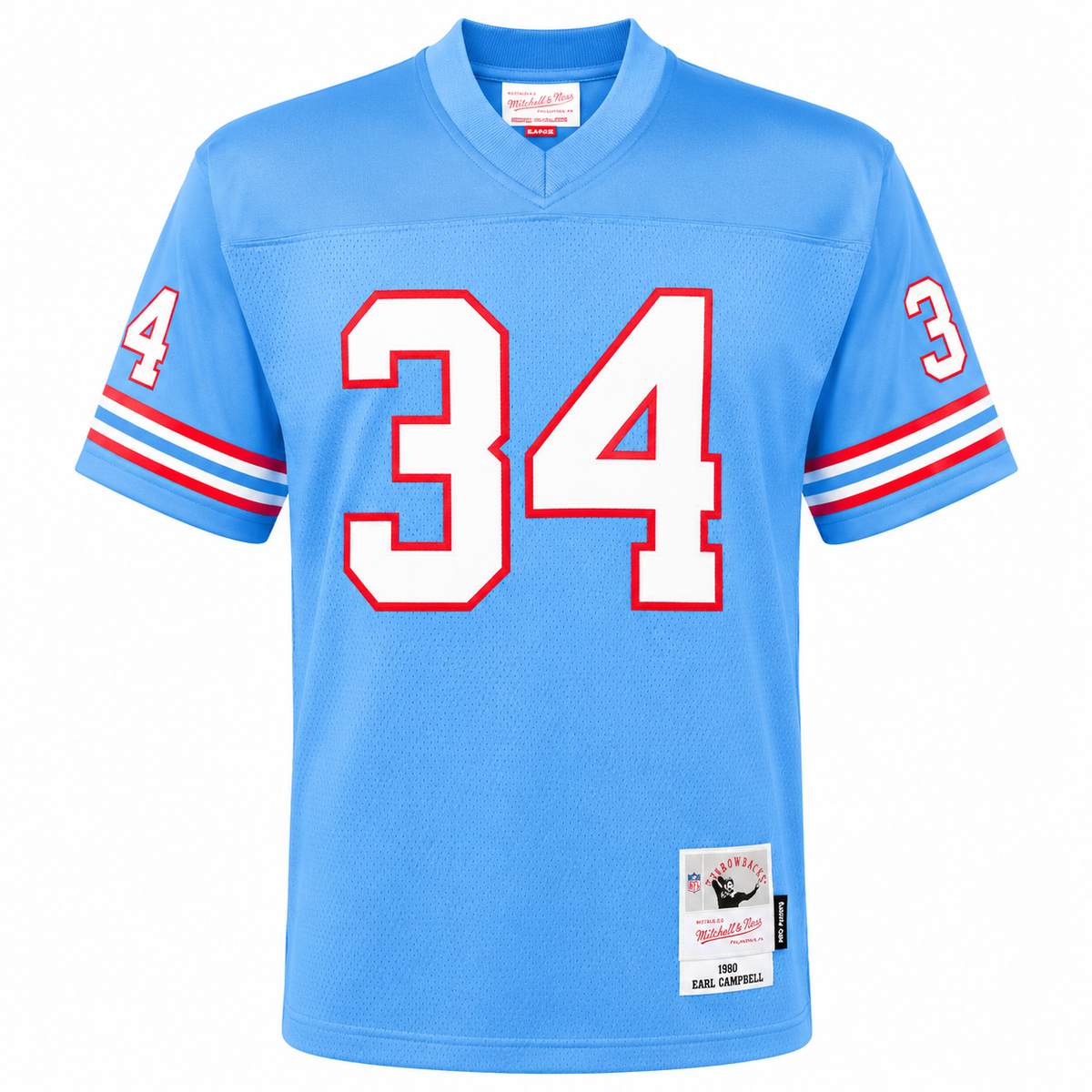 Youth Earl Campbell Houston Oilers 1980 Mitchell & Ness Powder Blue Retired Player Vintage Replica Jersey product image 3,