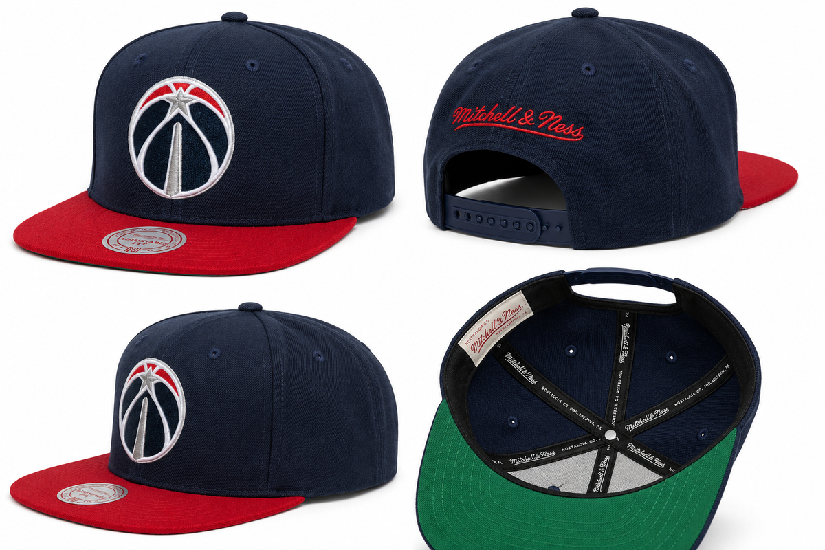 Washington Wizards 2-Tone 2.0 Navy/Red Mitchell & Ness Snapback Hat product image 3, provided for visual reference and