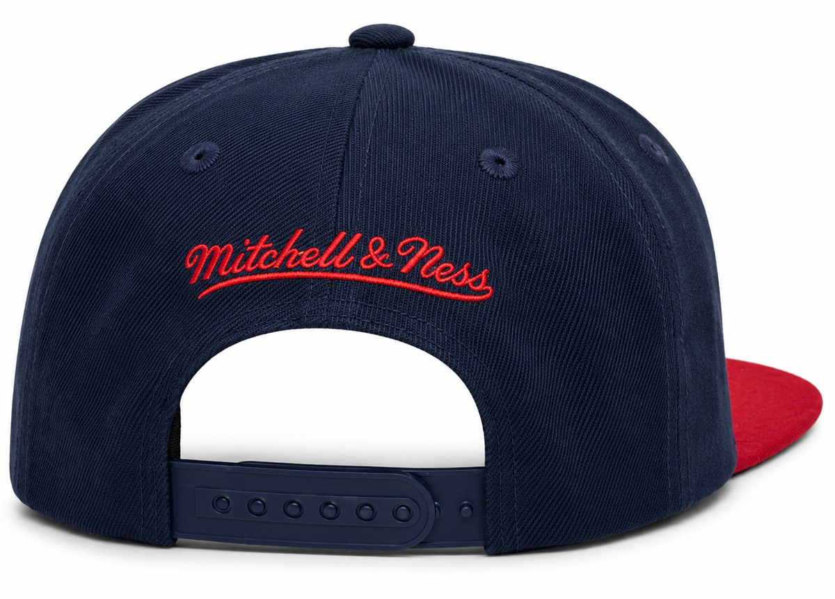 Washington Wizards 2-Tone 2.0 Navy/Red Mitchell & Ness Snapback Hat product image 2, provided for visual reference and