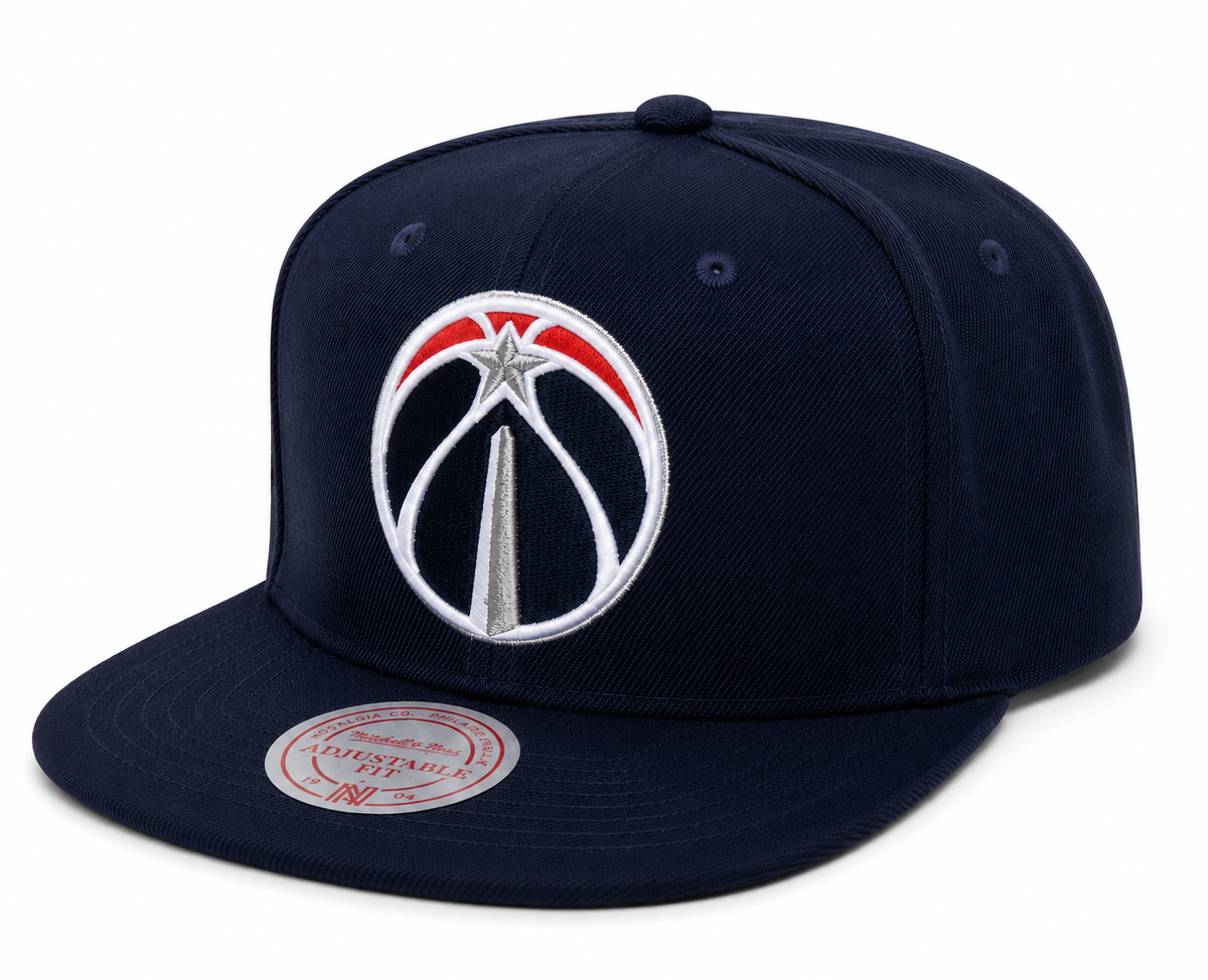 Washington Wizards Ground 2.0 Navy Mitchell & Ness Snapback Hat product image 1, provided for visual reference and product
