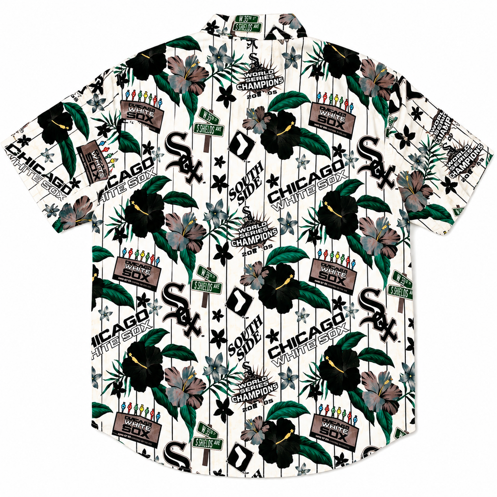 Chicago White Sox White Floral Button Down Hawaiian Shirt for Men product image 2, provided for visual reference and product