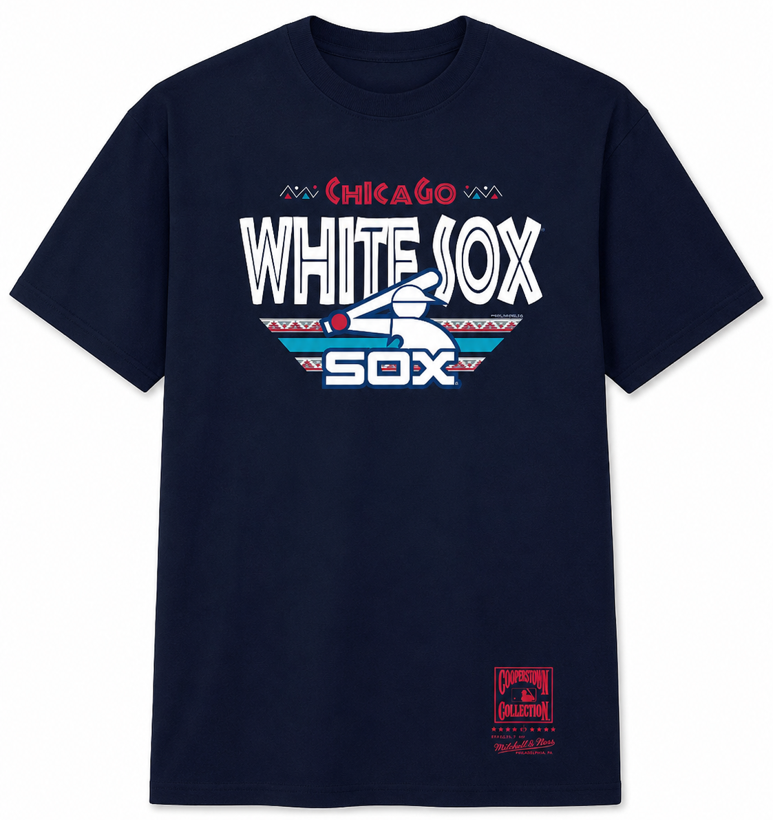 Chicago White Sox Mitchell And Ness Navy Tribal T-Shirt for Men product image 1, provided for visual reference and product