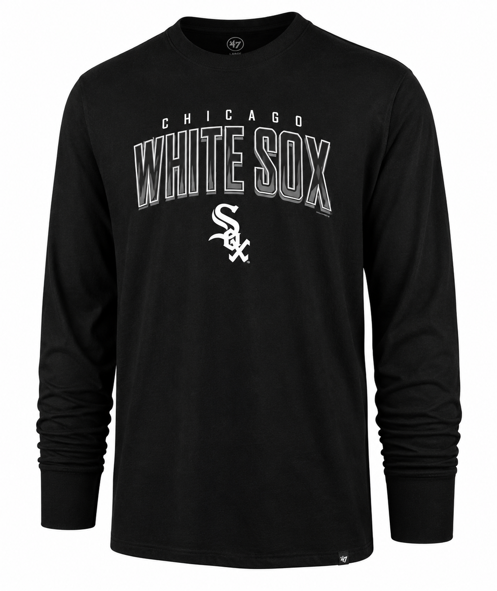 '47 Brand Men Chicago White Sox Black Walk Off Super Rival Long Sleeve T-Shirt product image 1, provided for visual