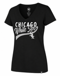 Chicago White Sox '47 Brand Glitter Rush Jet Black Super Rival V-Neck T-Shirt for Women product image 1, provided for visual