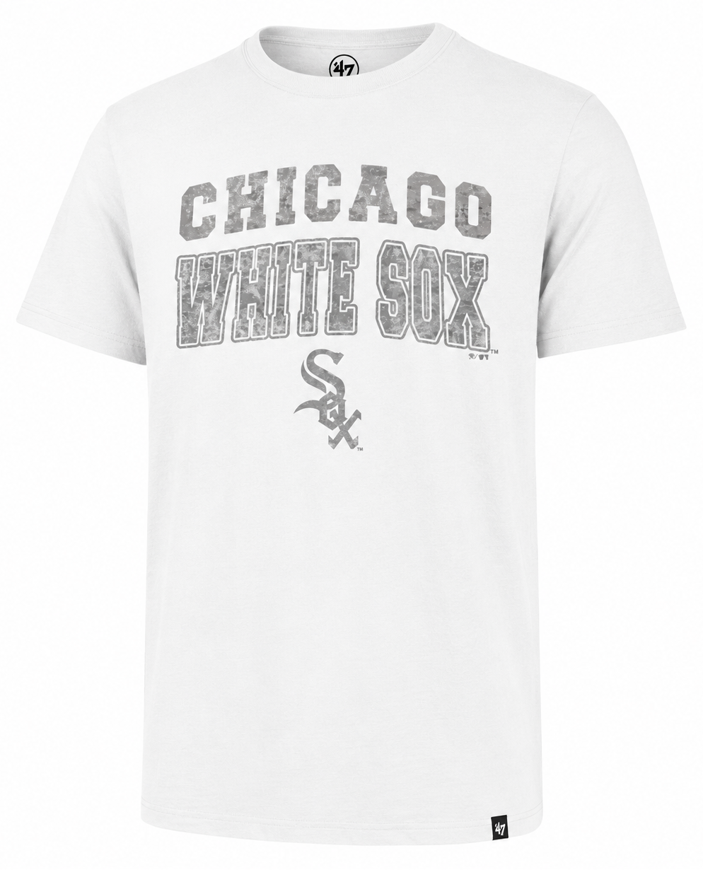 '47 Brand Men Chicago White Sox White Wash Stadium Wave Scrum T-Shirt product image 1, provided for visual reference and