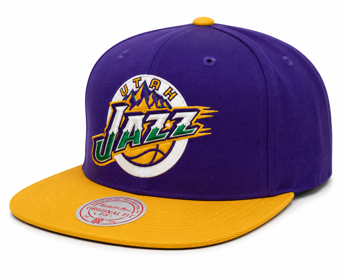 Utah Jazz Mitchell & Ness Purple/Gold Hardwood Classics Reload 2.0 Snapback Adjustable Hat for Men product image 1, provided