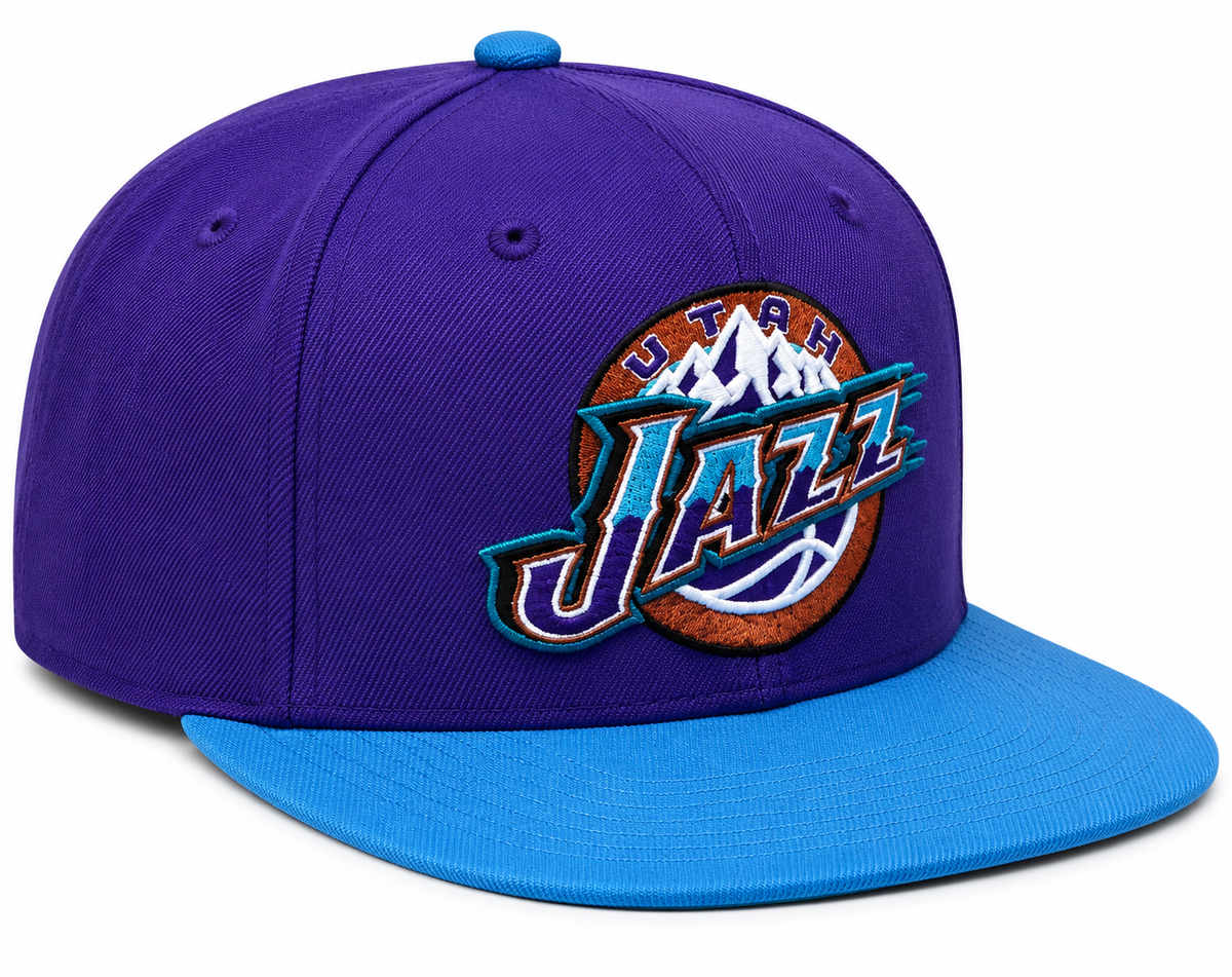 Mitchell & Ness Utah Jazz NBA Core Basic HWC Snapback Hat-Purple/Teal for Men product image 3, provided for visual reference