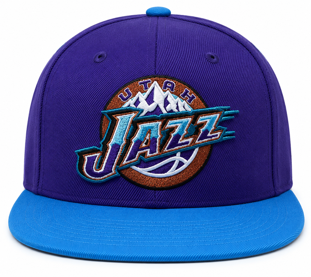 Mitchell & Ness Utah Jazz NBA Core Basic HWC Snapback Hat-Purple/Teal for Men product image 2, provided for visual reference