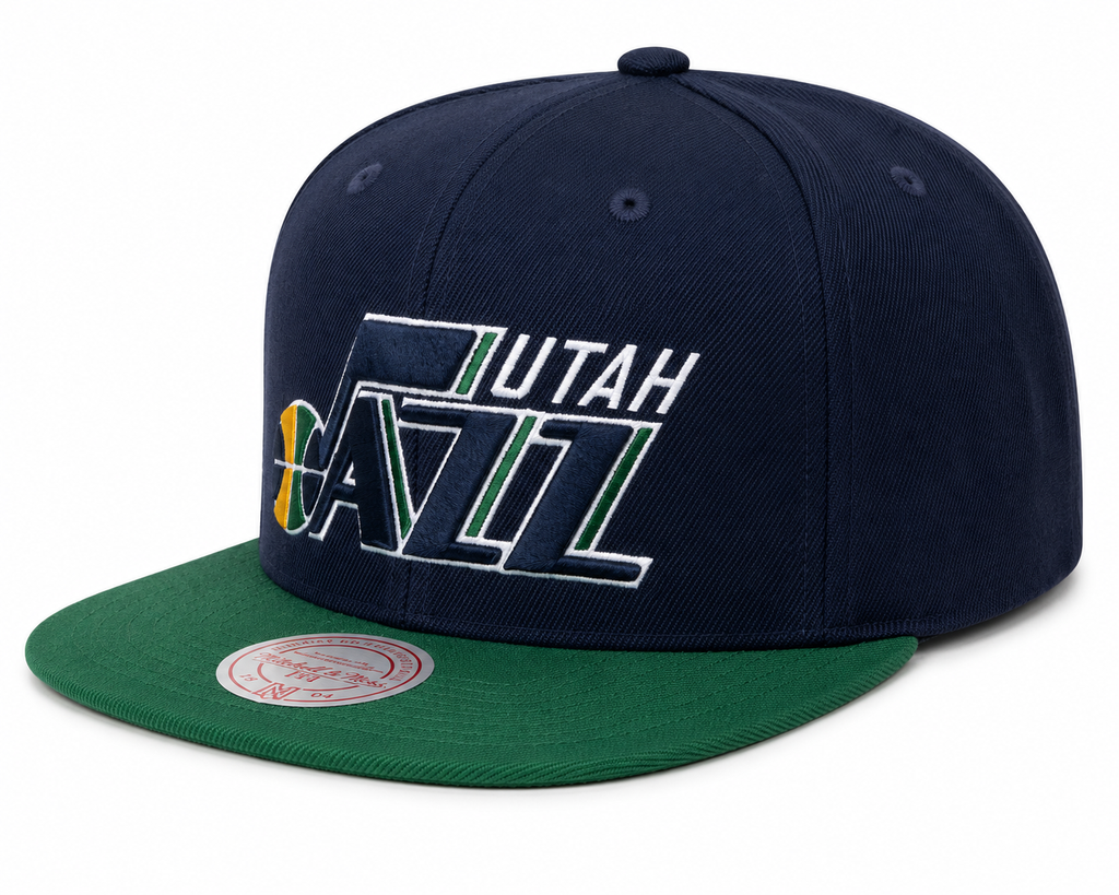 Mitchell & Ness Utah Jazz NBA Core Basic Snapback Hat-Navy/Green for Men product image 1, provided for visual reference and