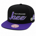 New Orleans Jazz Hardwood Classics Team Script 2.0 2 Tone Black/Purple Mitchell & Ness Snapback Hat product image 1,