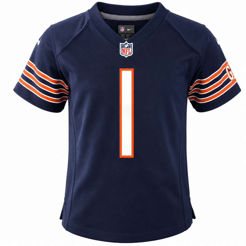 Toddler Chicago Bears Justin Fields Nike Navy Replica Game Jersey product image 3, provided for visual reference and product