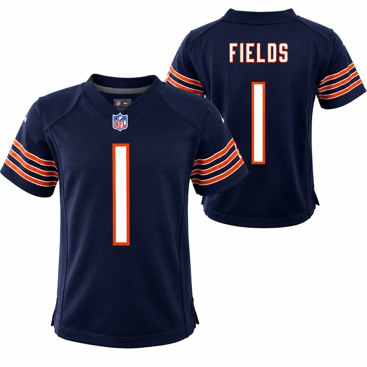 Toddler Chicago Bears Justin Fields Nike Navy Replica Game Jersey product image 1, provided for visual reference and product