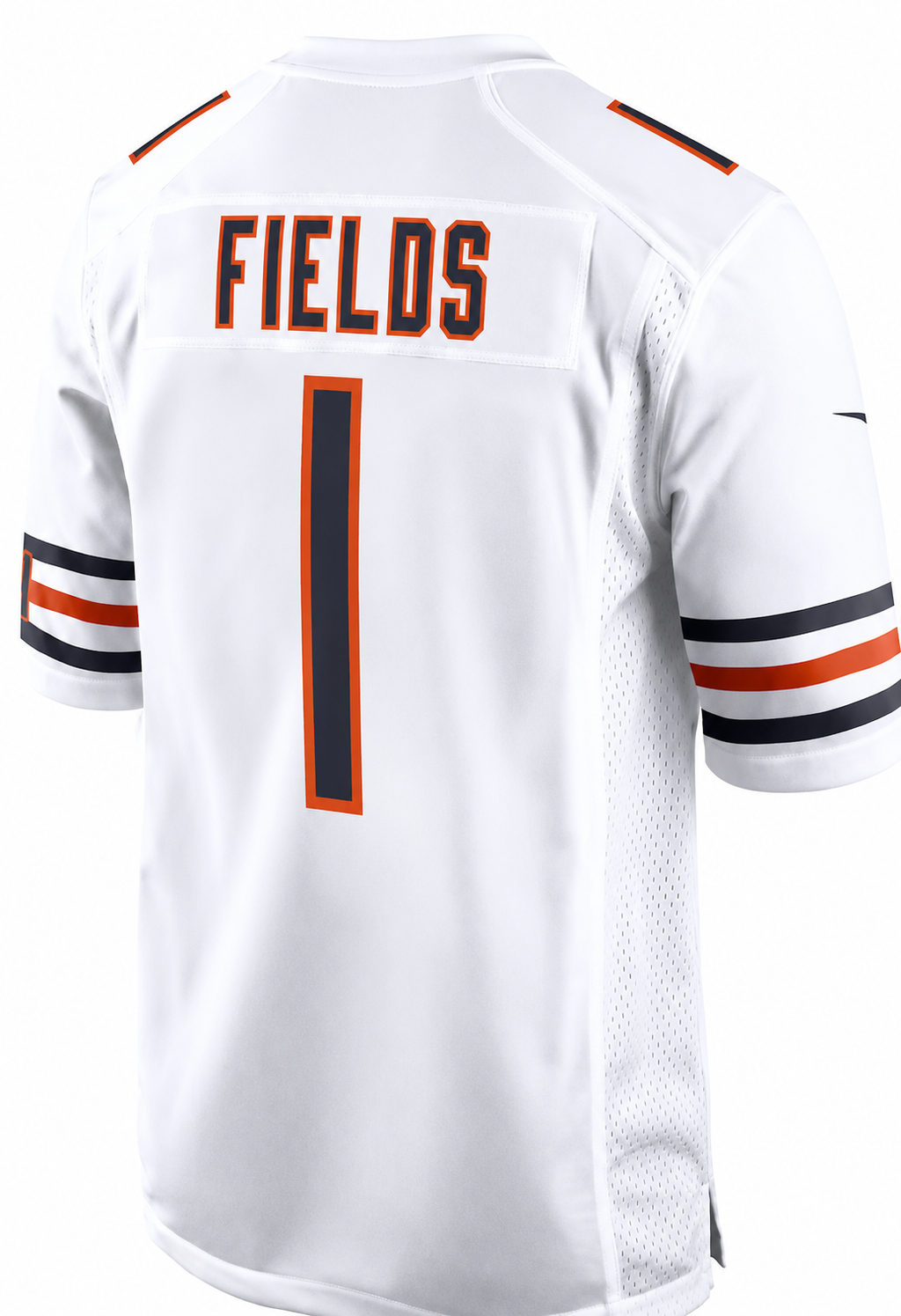 Chicago Bears Justin Fields Mens Nike White Replica Game Jersey product image 2, provided for visual reference and product