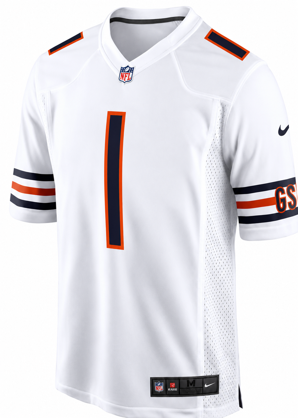Chicago Bears Justin Fields Mens Nike White Replica Game Jersey product image 3, provided for visual reference and product