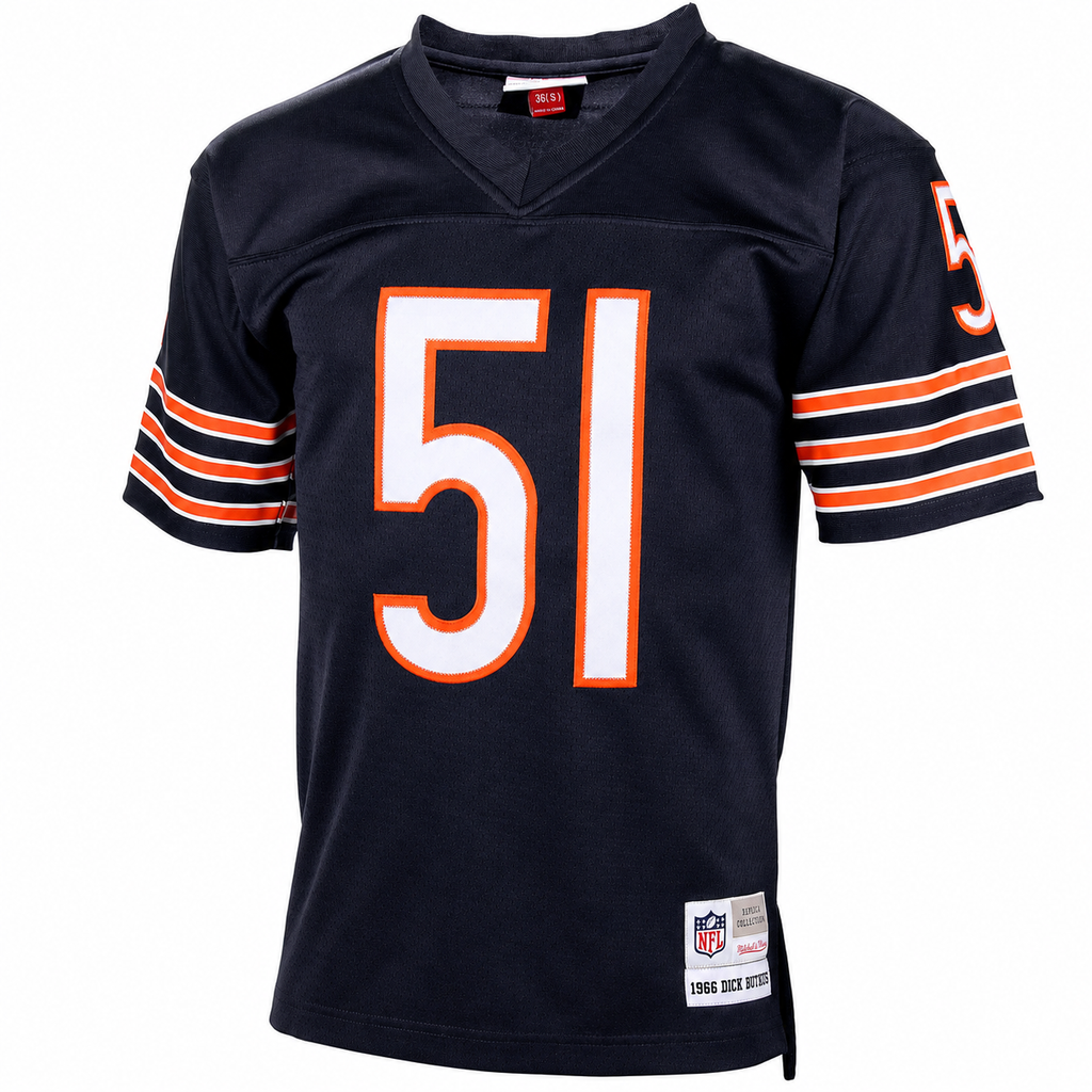 Mens Chicago Bears Dick Butkus Mitchell & Ness Navy Blue Replica 1966 Legacy Replica Jersey product image 3, provided for