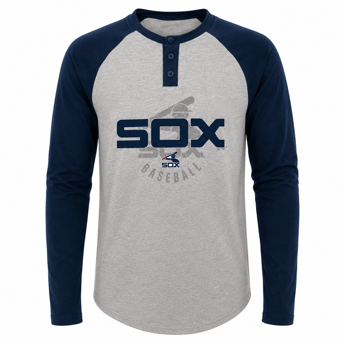 Youth Chicago White Sox MLB American Athletic Raglan Long Sleeve Henley T-Shirt product image 2, provided for visual