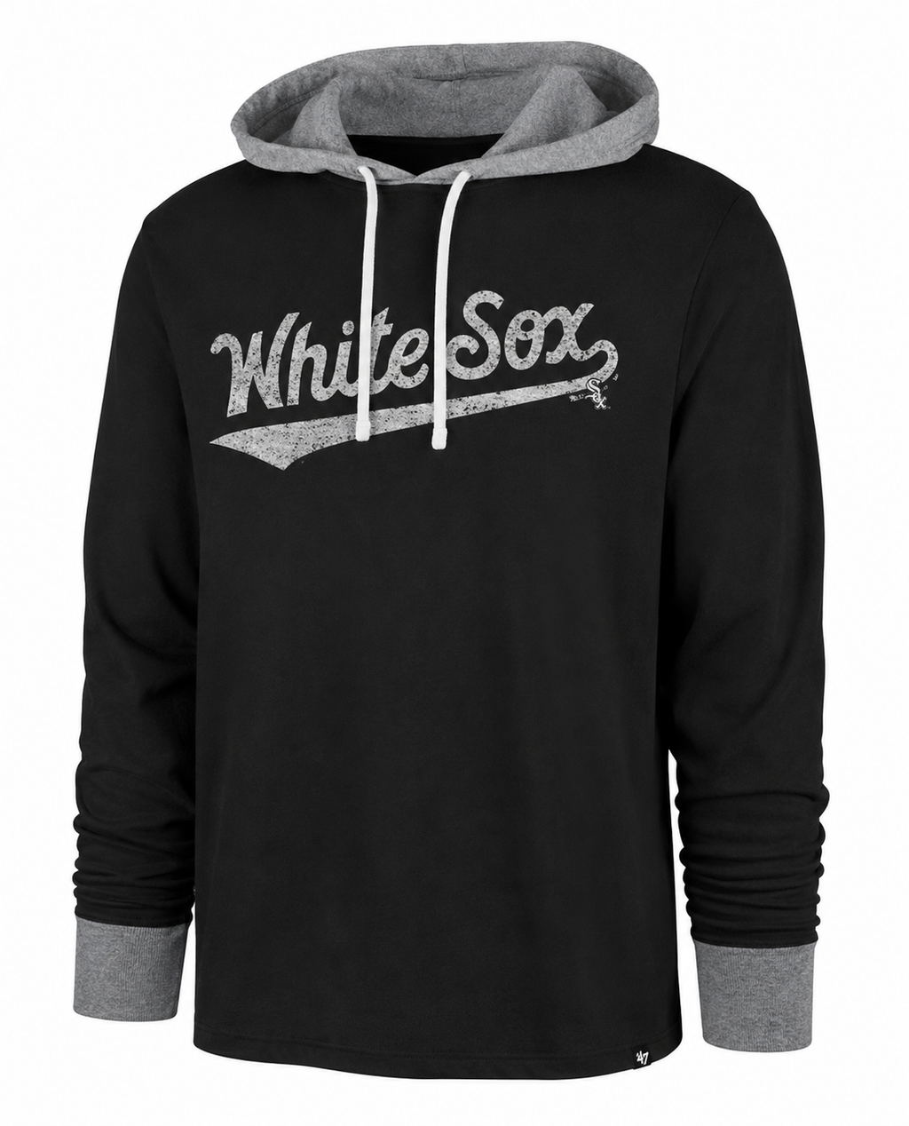 '47 Brand Men Chicago White Sox Flint Black Domino Hooded Long Sleeve T-Shirt product image 1, provided for visual reference