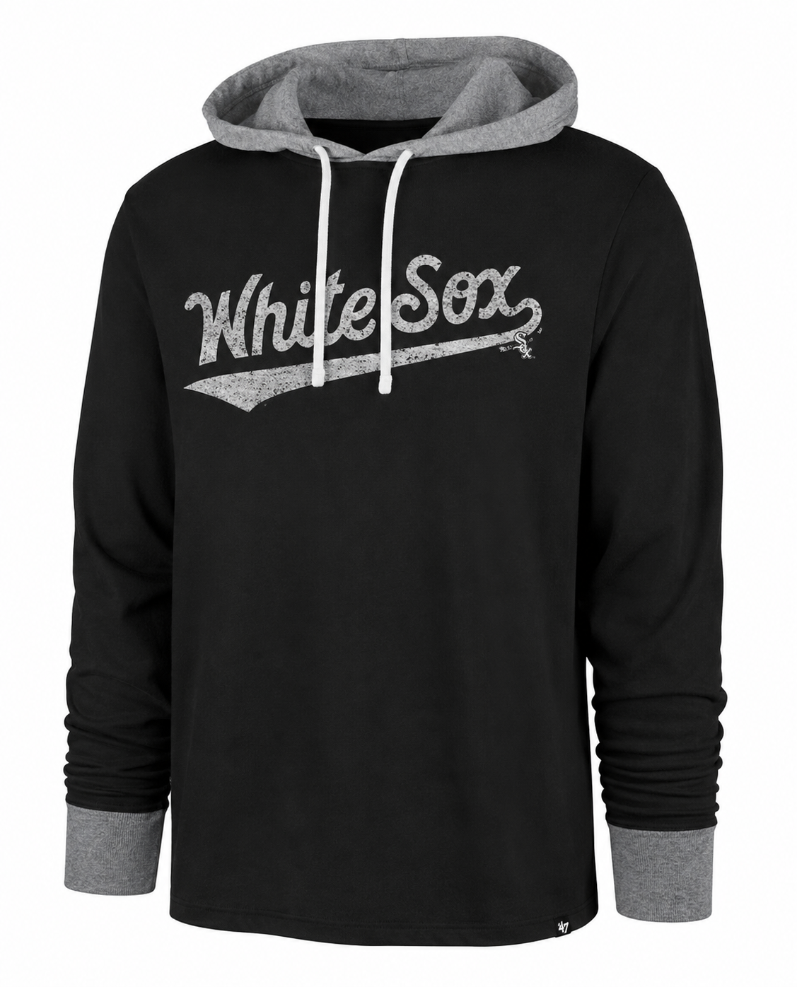 '47 Brand Men Chicago White Sox Flint Black Domino Hooded Long Sleeve T-Shirt product image 1, provided for visual reference