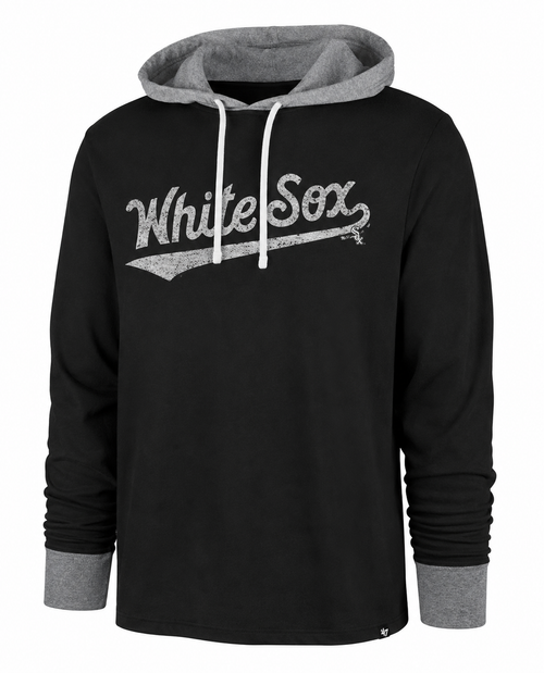 '47 Brand Men Chicago White Sox Flint Black Domino Hooded Long Sleeve T-Shirt product image 1, provided for visual reference