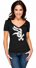 Chicago White Sox Big Logo V-Neck T-Shirt for Women product image 1, provided for visual reference and product detail review