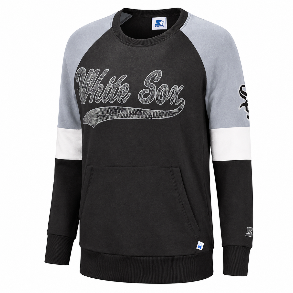Chicago White Sox Starter Black Crew Neck Sweatshirt for Women product image 1, provided for visual reference and product