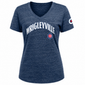 Chicago Cubs New Era Heathered Navy City Connect V-Neck T-Shirt for Women product image 1, provided for visual reference and