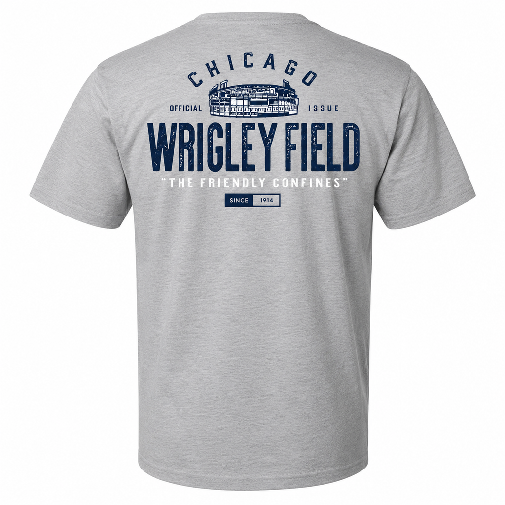 Wrigley Field Gray Smokey Arch T-Shirt for Men product image 2, provided for visual reference and product detail review
