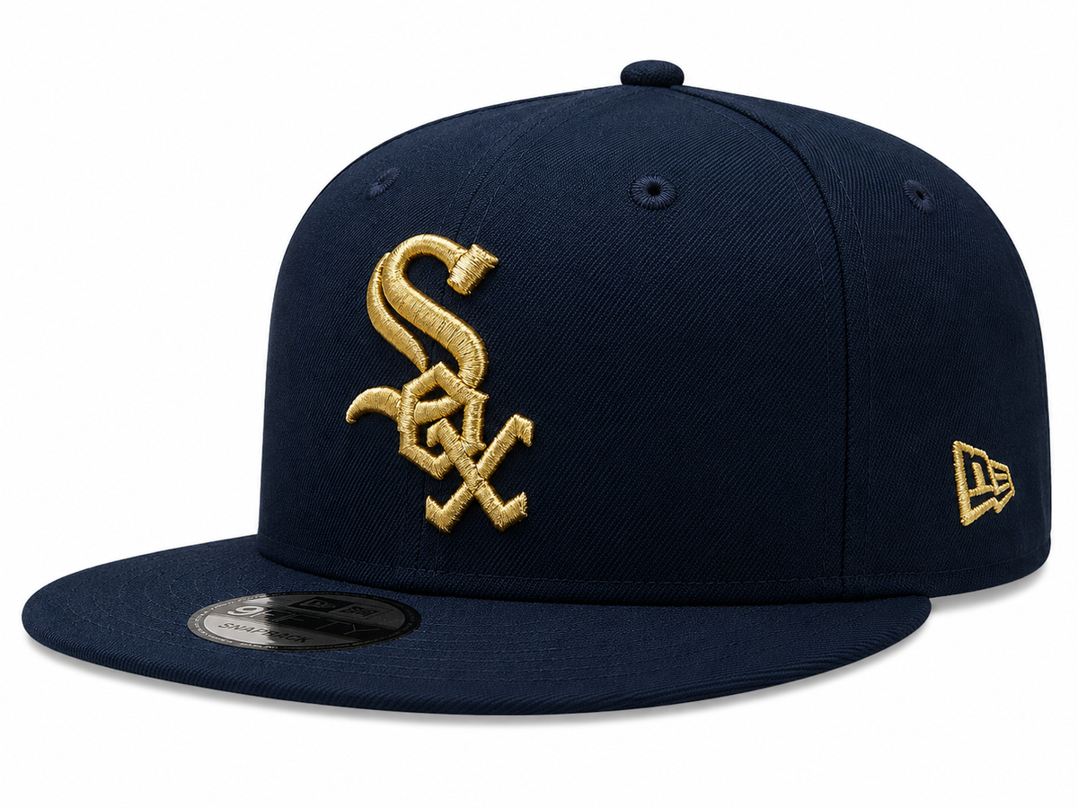Mens Chicago White Sox New Era Black Gold Rush Cooperstown Collection Black and Gold 9FIFTY Snapback Hat product image 3,