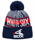 Chicago White Sox New Era Cooperstown Collection Knitstripe Navy Cuffed Pom Knit Hat for Men product image 1, provided for