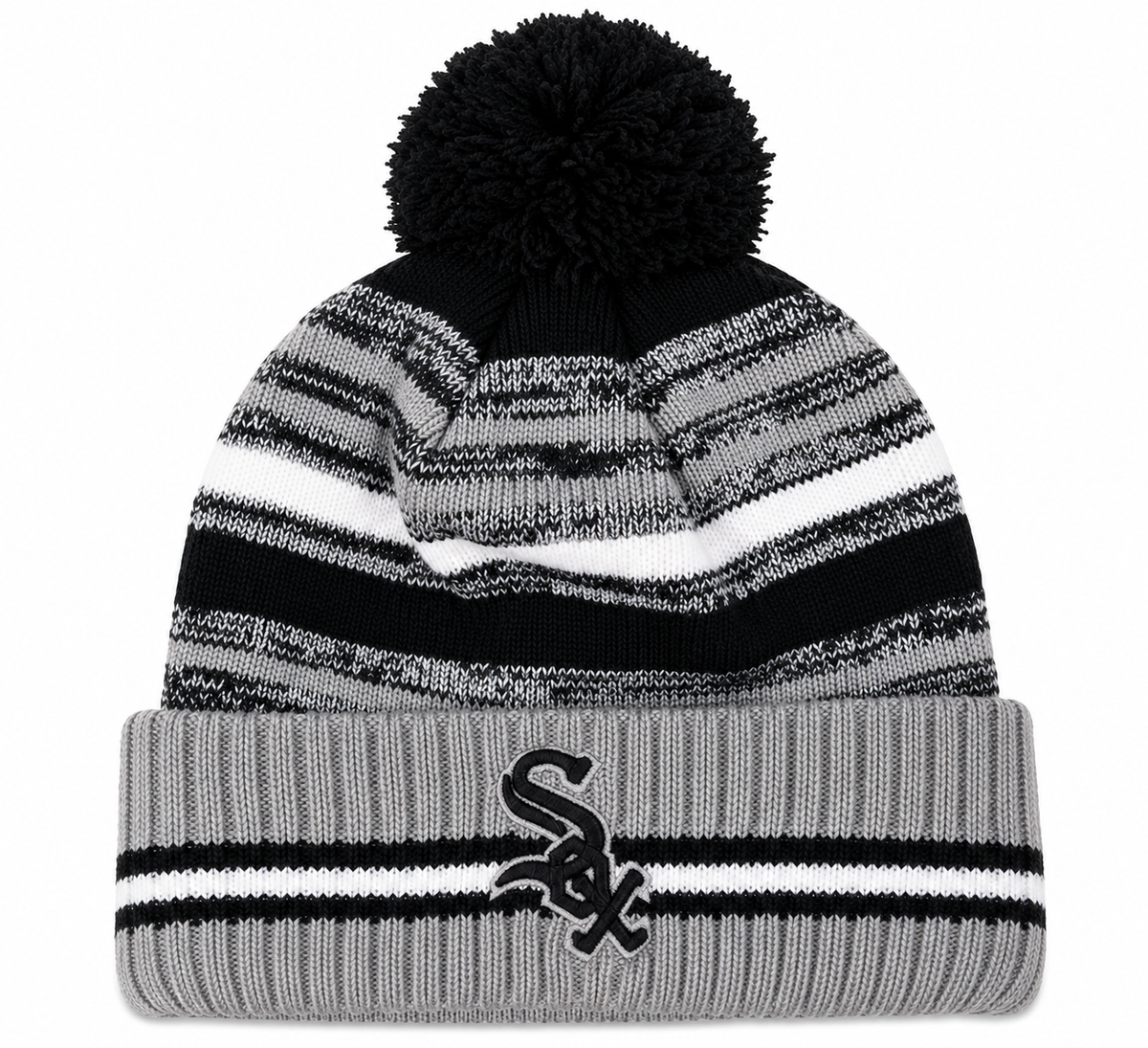 Chicago White Sox New Era Black/Gray Sport Knit Hat product image 1, provided for visual reference and product detail review